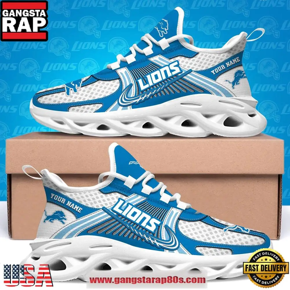 Detroit Lions Custom Name Clunky Sneaker Max Soul Shoes