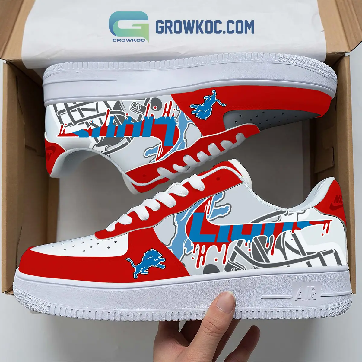 Detroit Lions Team Logo Fan Air Force 1 Shoes Detroit Lions Team Logo Fan Air Force 1 Shoes - Image 1