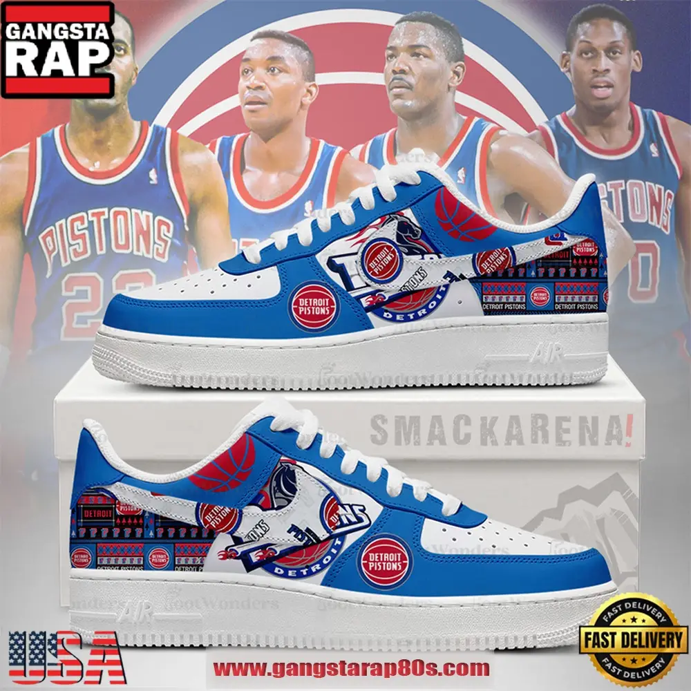 Detroit Pistons NBA New 2026 Version Air Force 1 Sneakers Shoes Detroit Pistons NBA New 2026 Version Air Force 1 Sneakers Shoes - Image 1