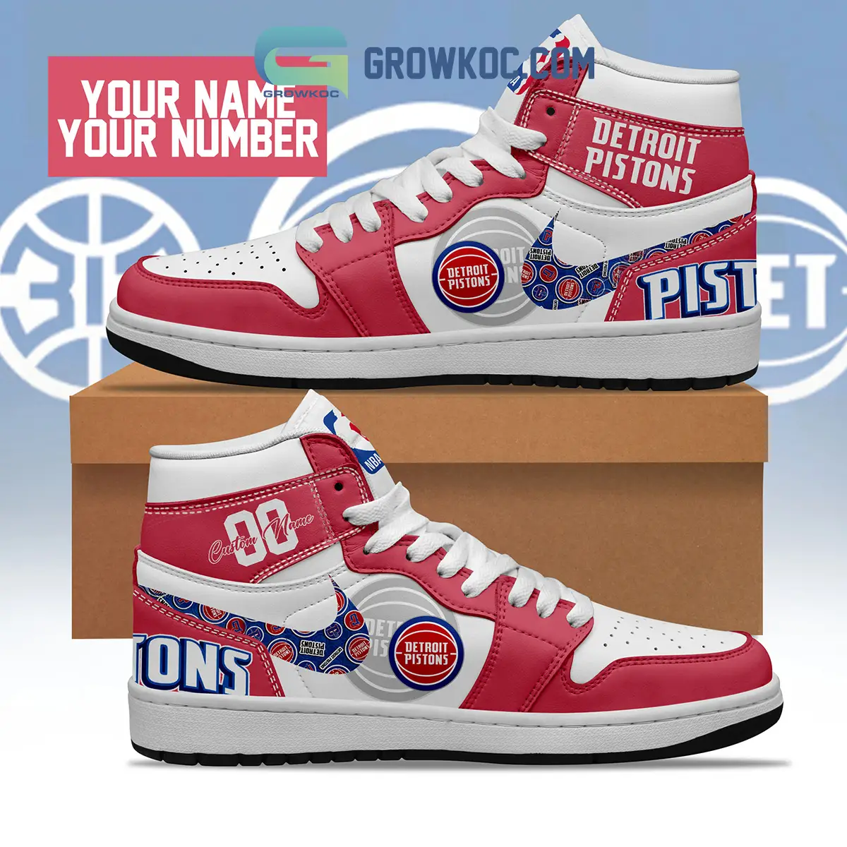 Detroit Pistons NBA Personalized Air Jordan 1 Shoes
