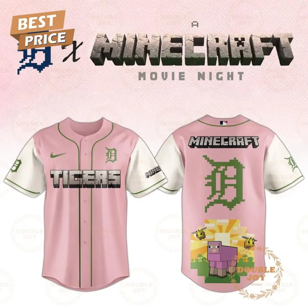 Detroit Tigers 2025 A Minecraft Movie Night Special Edition Baseball Jersey