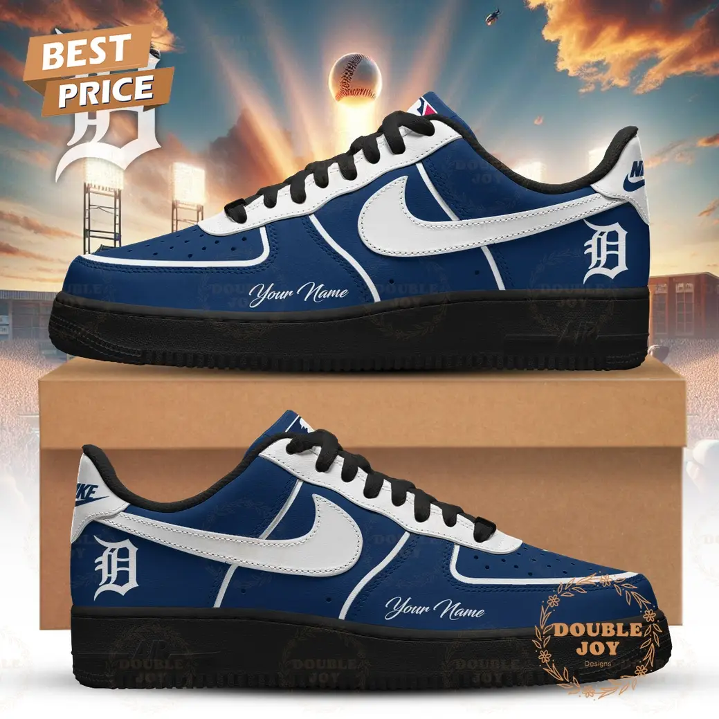Detroit Tigers 2026 Custom Name Air Force 1 Sneakers - Blue