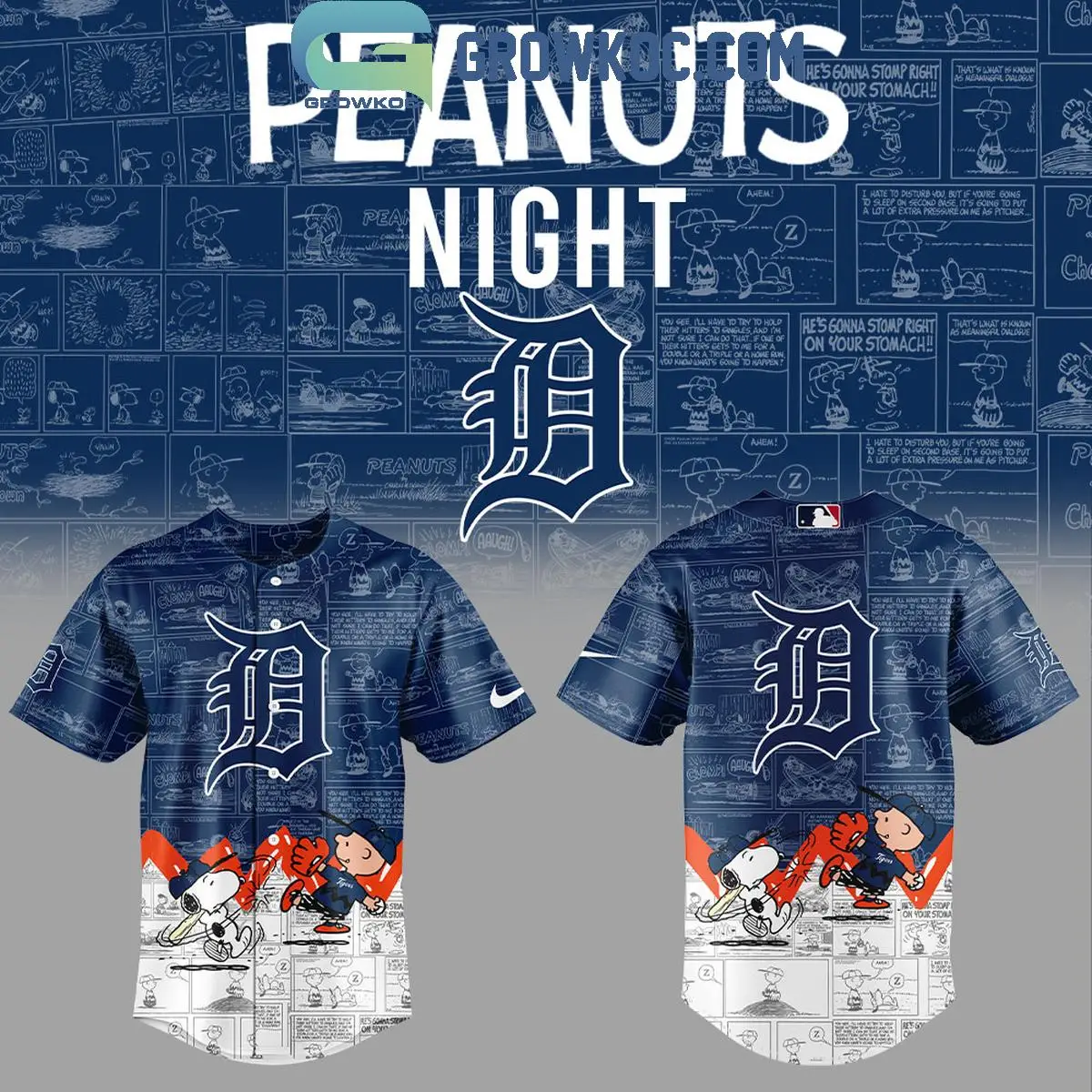 Detroit Tigers 75th Anniversary Of Peanuts Baseball Jersey