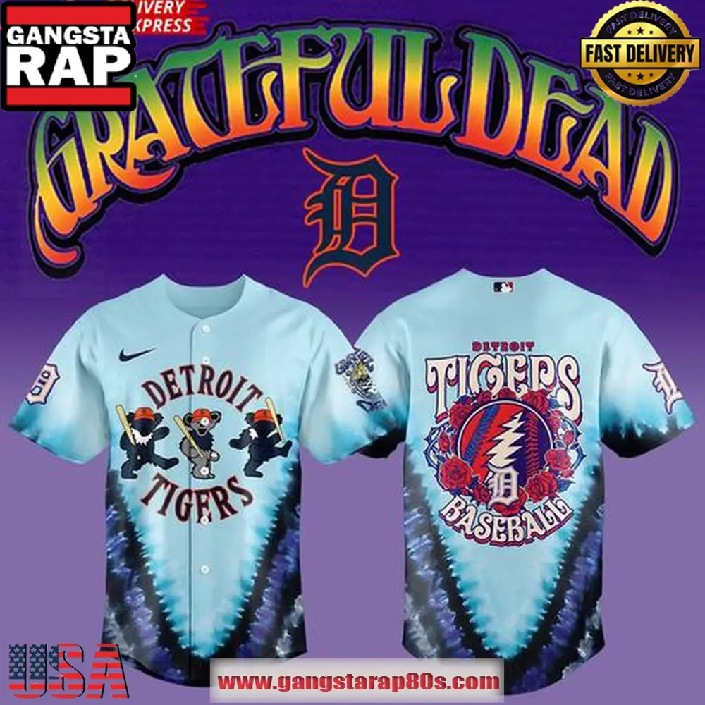 Detroit Tigers Grateful Dead 60th Anniversary Limited Edition Baseball Jersey Shirt