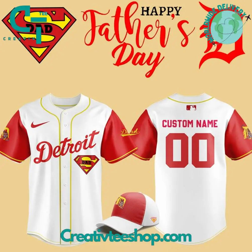 Detroit Tigers Happy Father'S Day 2025 Personalized Baseball Jersey