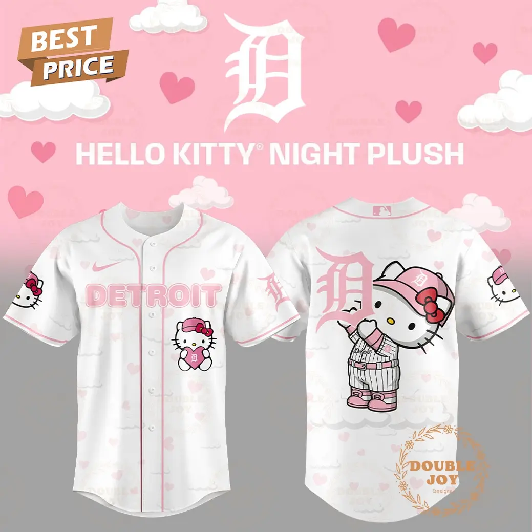 Detroit Tigers Hello Kitty Night Plush 2025 Special Edition Baseball Jersey