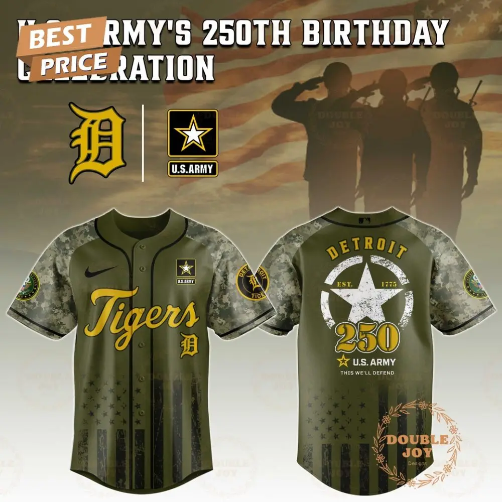 Detroit Tigers U.S. Army'S 250Th Limited Edition Baseball Jersey