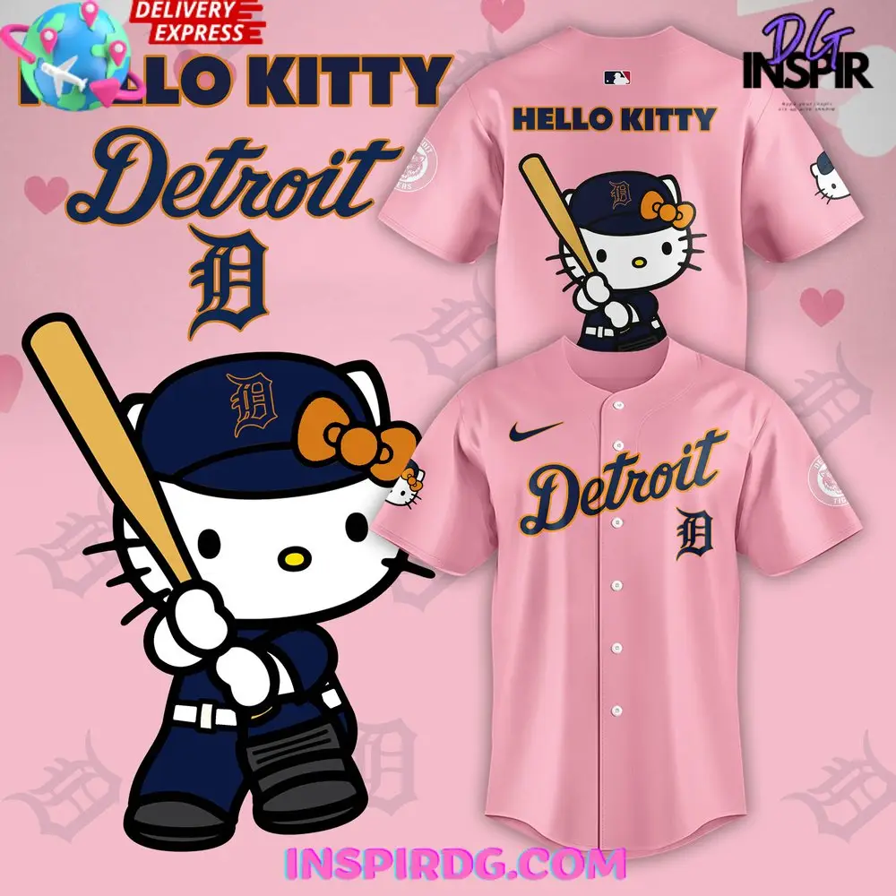 Detroit Tigers X Hello Kitty 2024 Baseball Jersey Detroit Tigers X Hello Kitty 2024 Baseball Jersey - Image 1