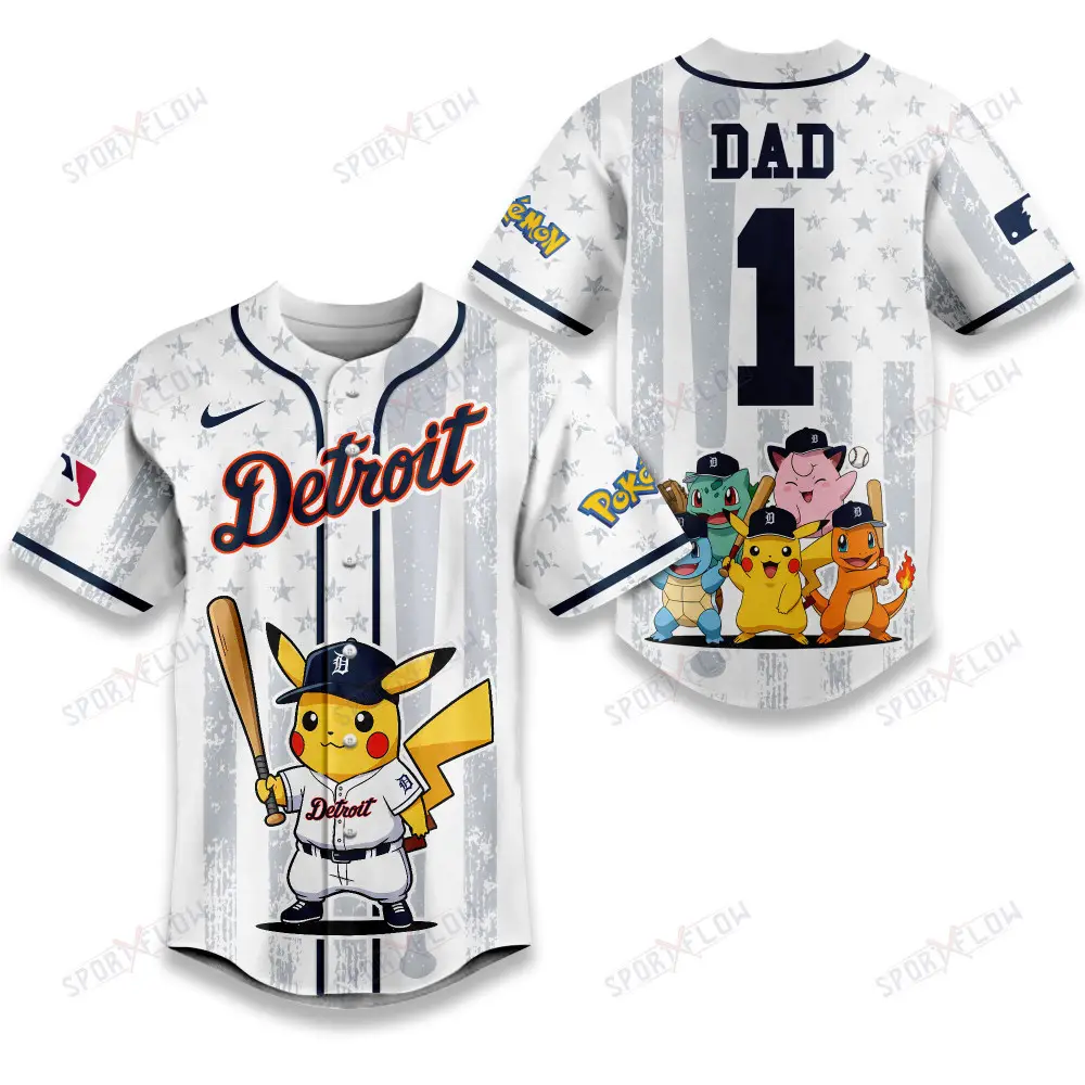 Detroit Tigers X Pokemon Night Dad Edition Baseball Jersey