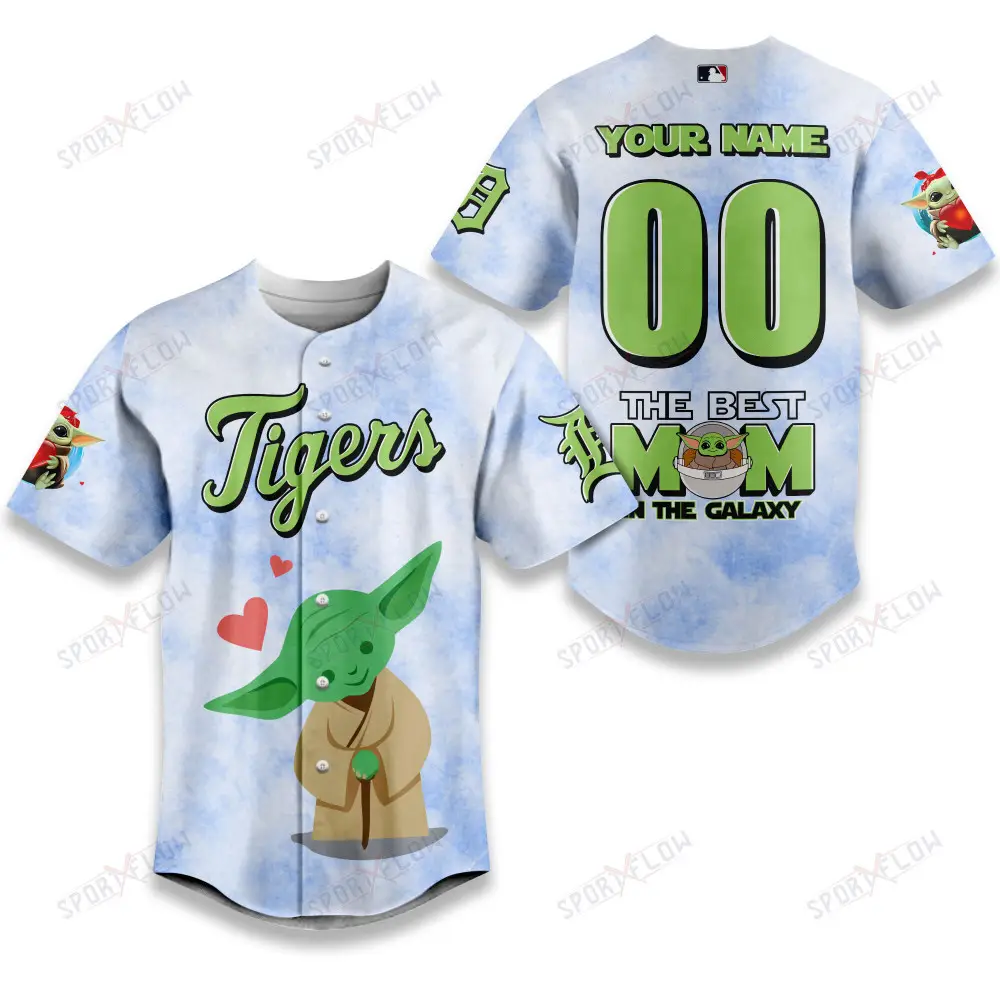 Detroit Tigers X Star Wars Yoda Best Mom Custom Baseball Jersey
