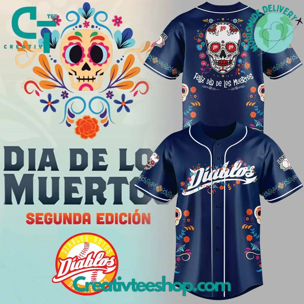 Diablos Rojos Del Mexico X Dia De Los Muertor 2025 Special Baseball Jersey