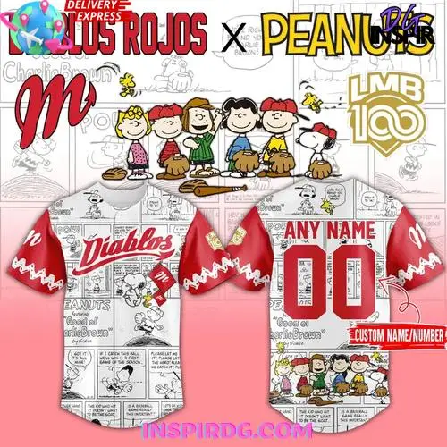 Diablos Rojos X Peanuts Custom Edition Baseball Jersey