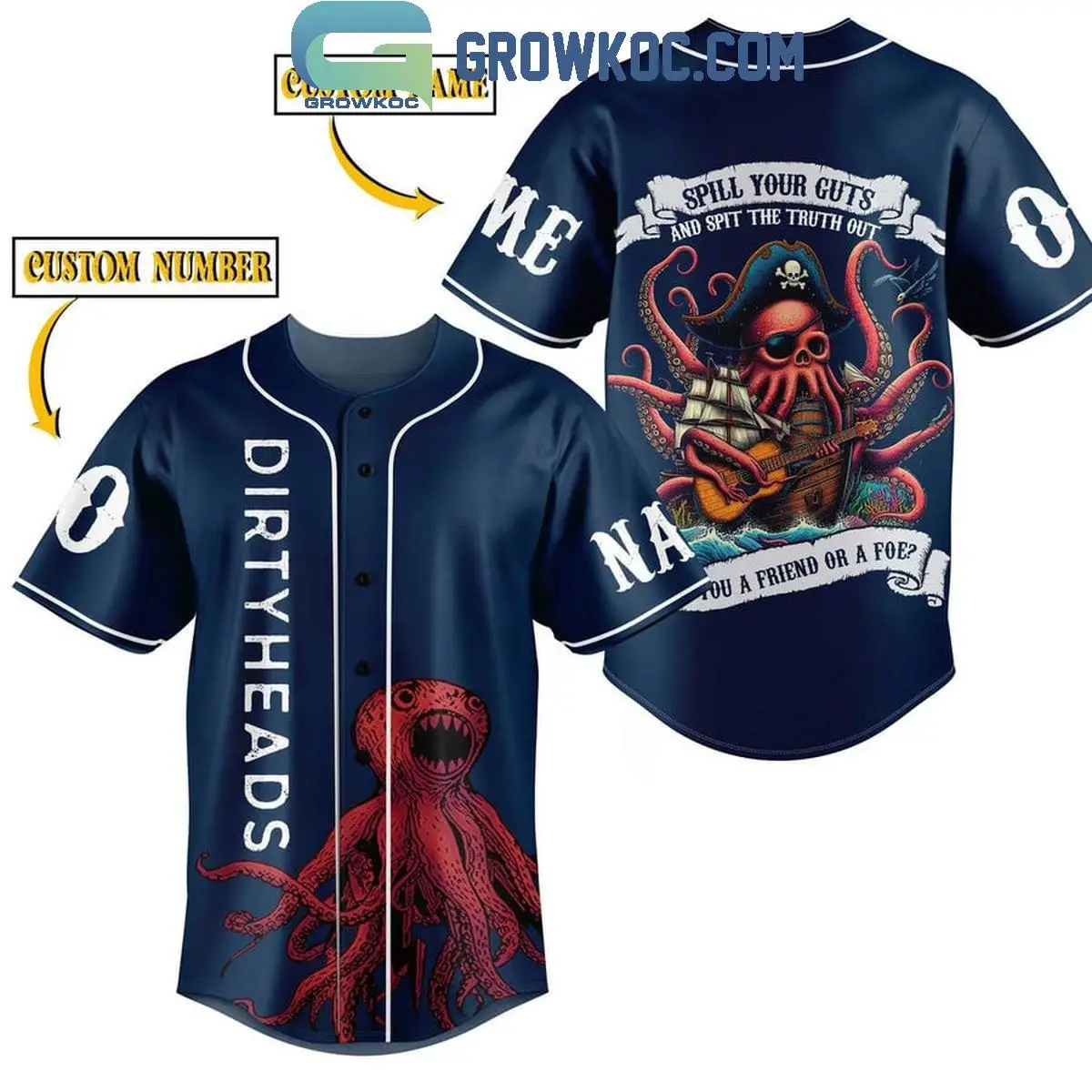Dirty Heads Spill Your Guts And Spit The Truth Out Personalized Baseball Jersey