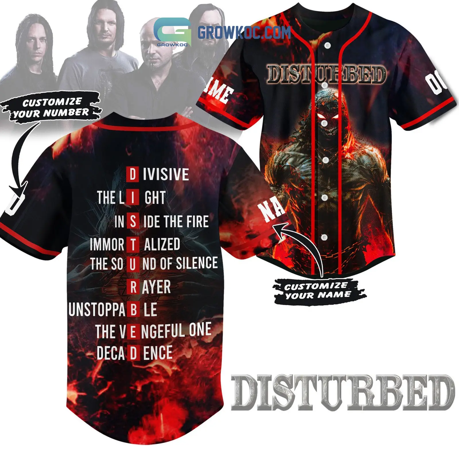 Disturbed All Hit Song Personalized Baseball Jersey