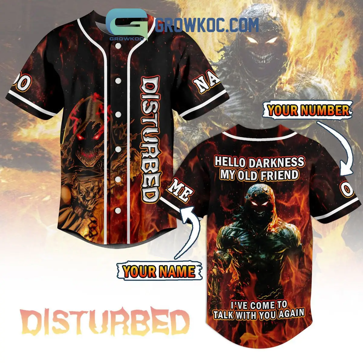 Disturbed Hello Darkness My Old Friend I've Come To Talk With You Again Personalized Baseball Jersey
