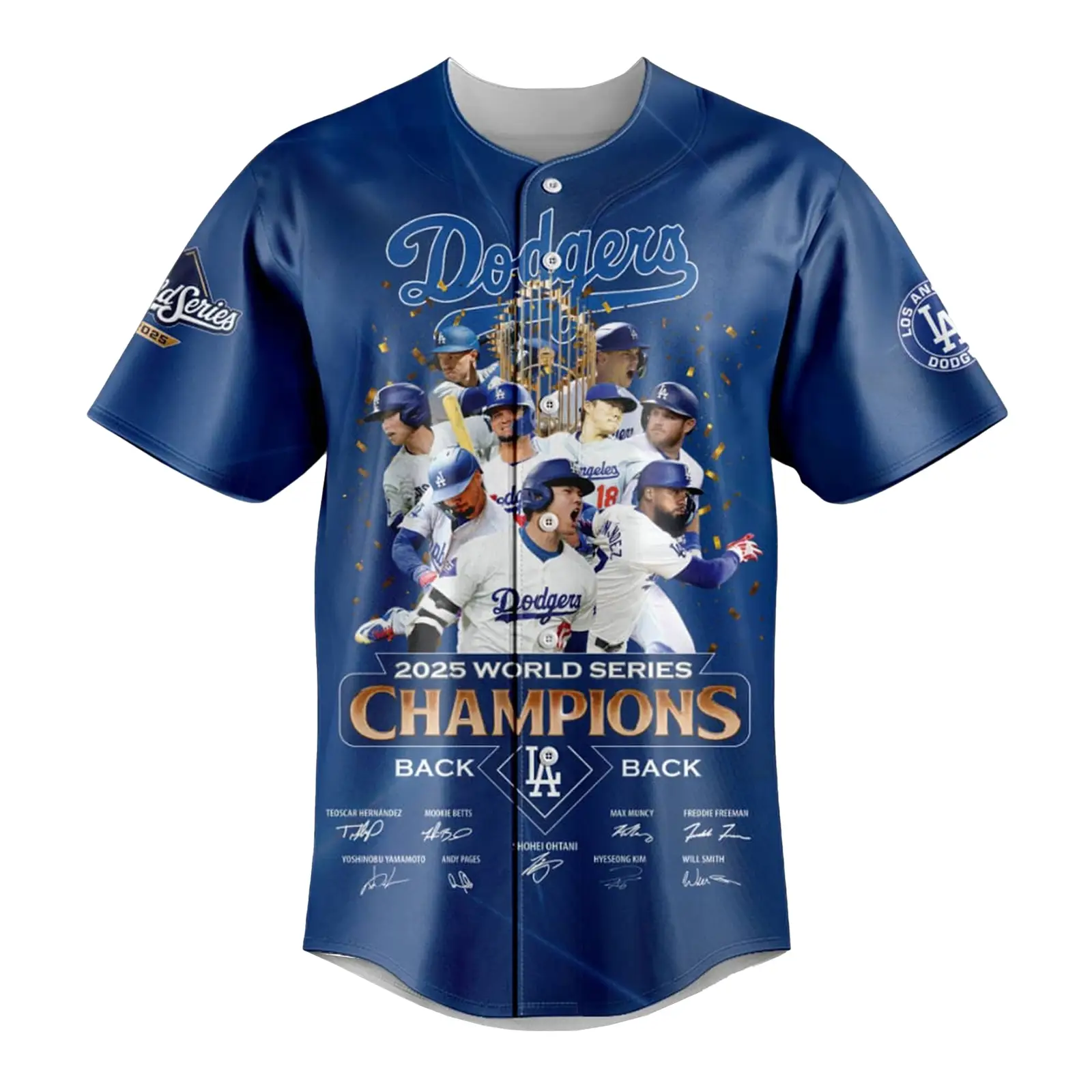 Dodgers 2025 World Series Champions Back 2 Back Baseball Jersey - Tazila