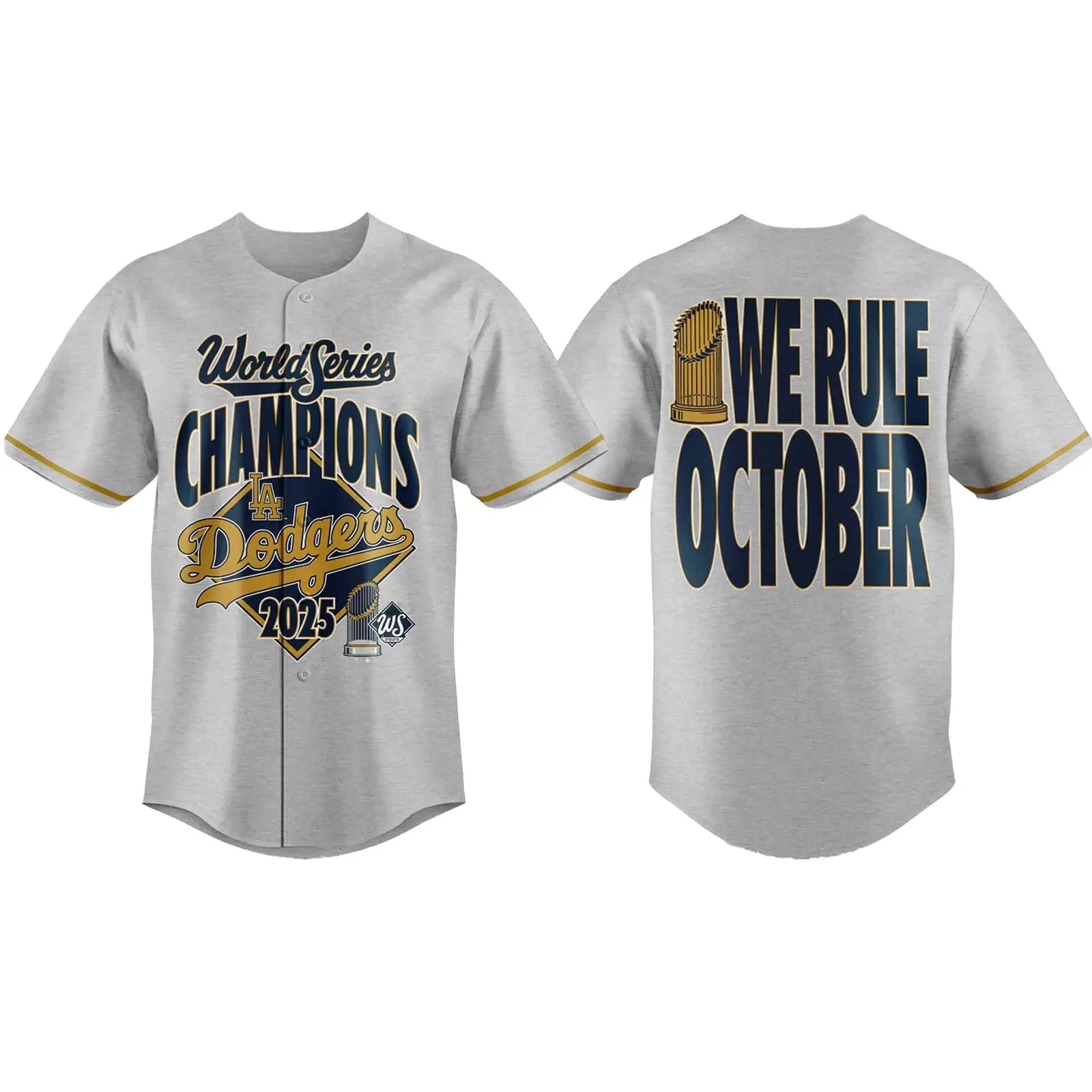 Dodgers We Rule October World Series Champions 2025 Baseball Jersey - Tazila