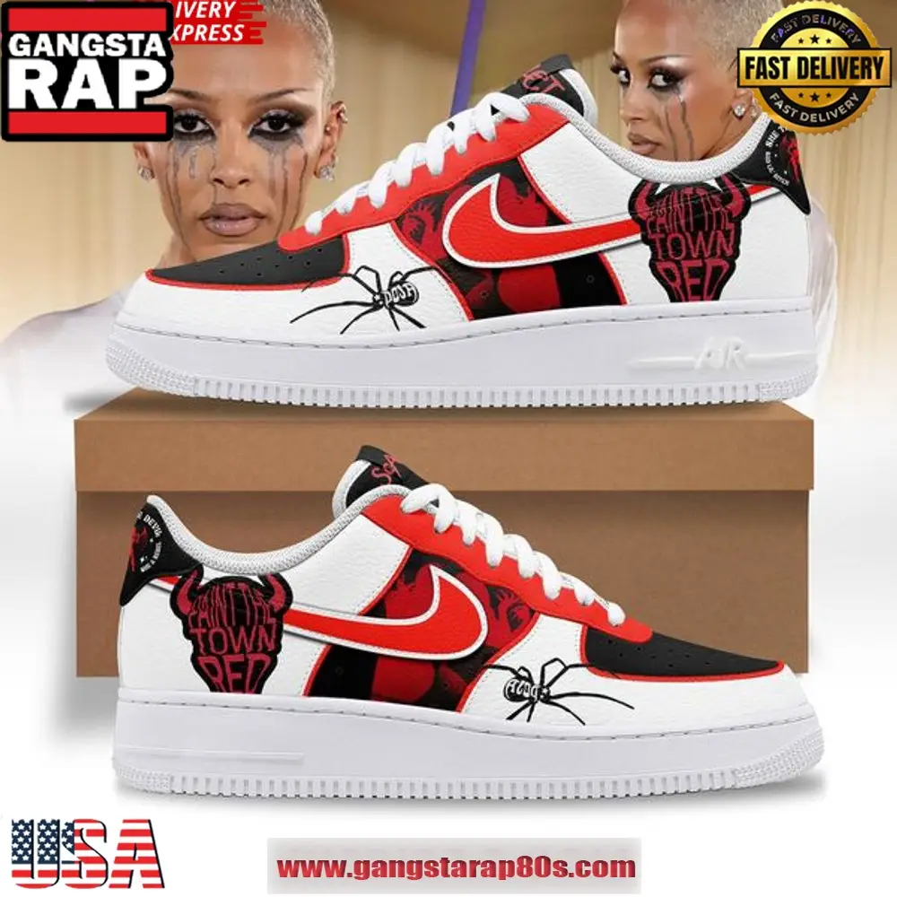 Doja Cat Paint The Town Red Air Force 1 Running Sneakers Shoes Doja Cat Paint The Town Red Air Force 1 Running Sneakers Shoes - Image 1