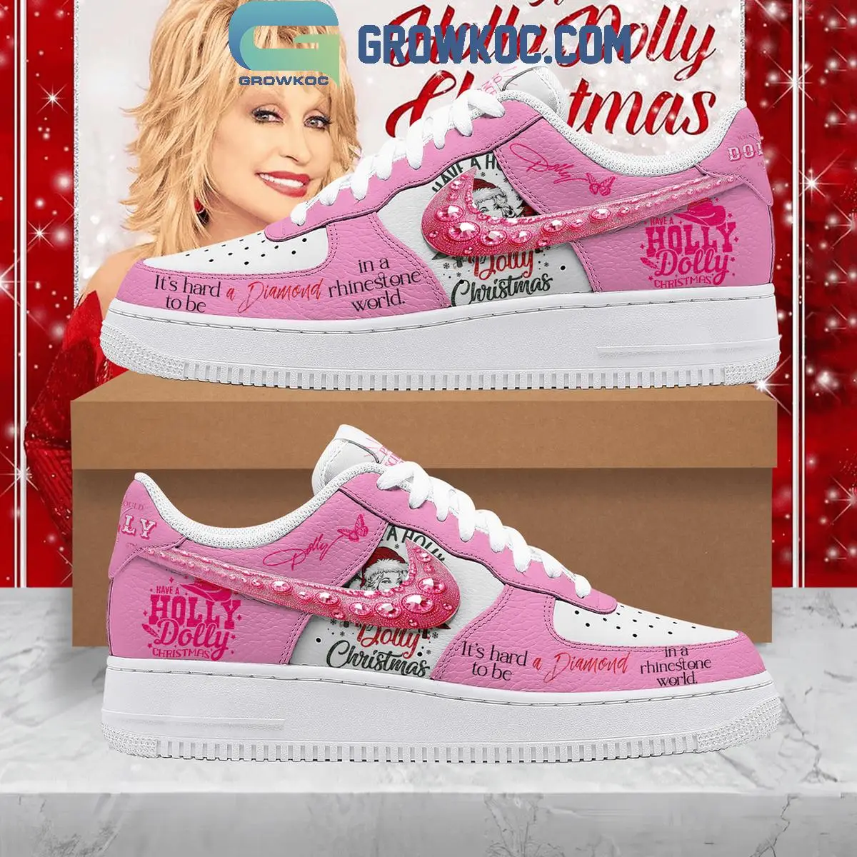 Dolly Parton It's Hard To Be A Diamond Christmas Air Force 1 Shoes