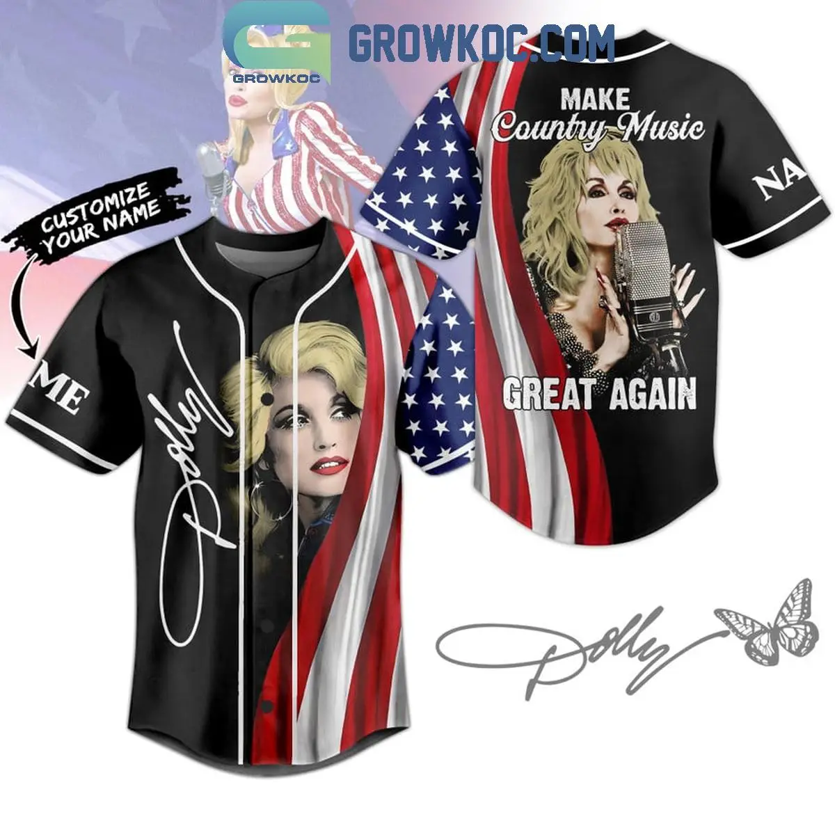 Dolly Parton Make Country Music Great Again America Personalized Baseball Jersey