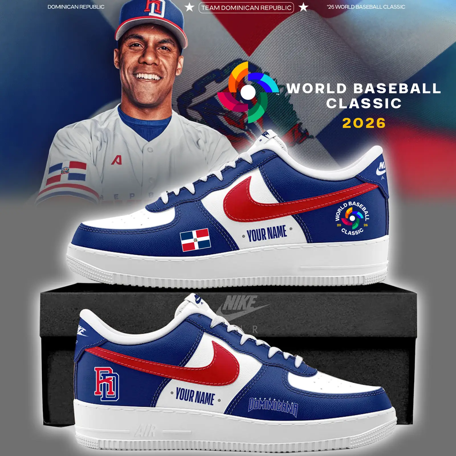 Dominican Republic Baseball 2026 World Baseball Classic Baseball Air Force 1 | BW62