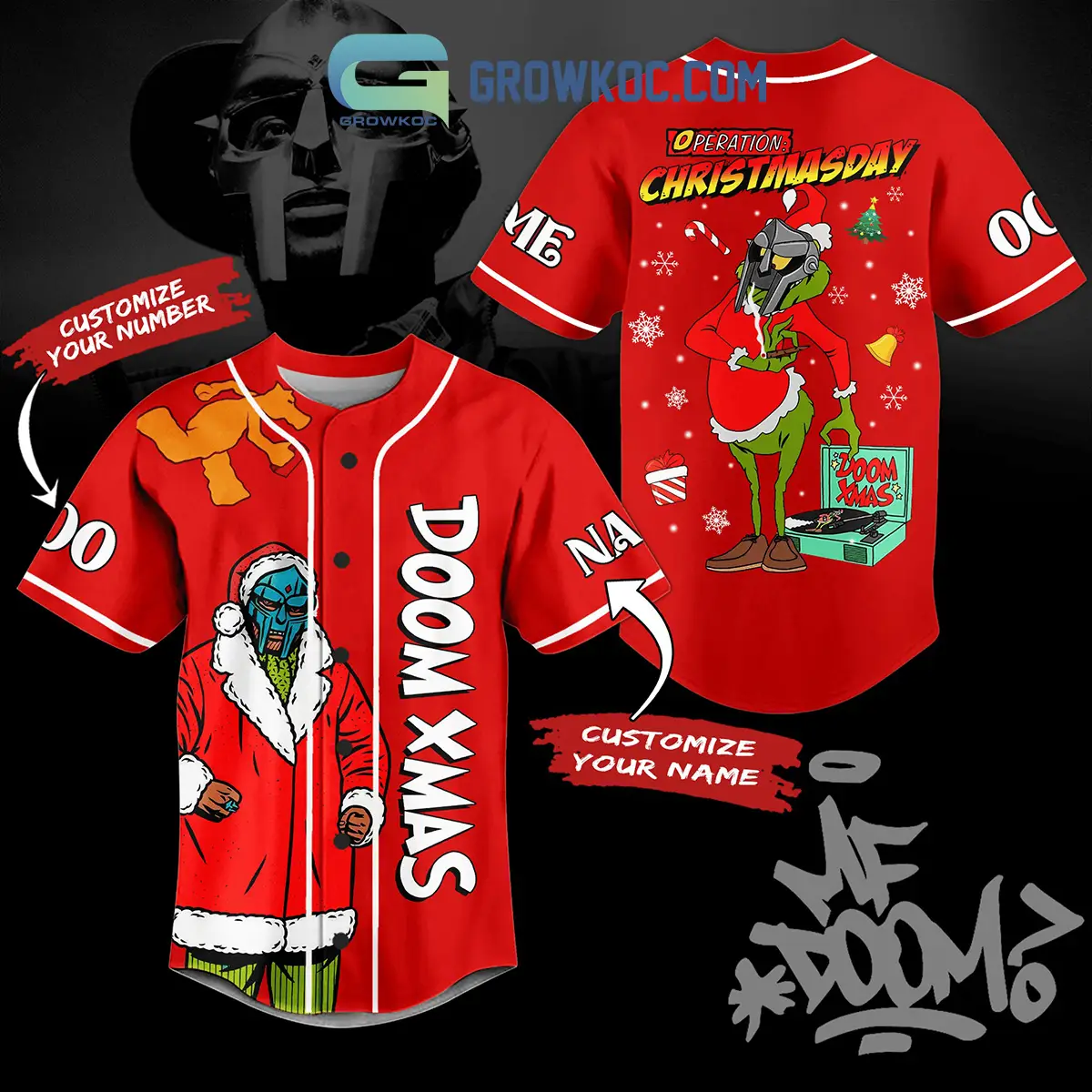 Doom Mighty Doom Operation Christmasday Doom Xmas Winter Holiday Personalized Baseball Jersey