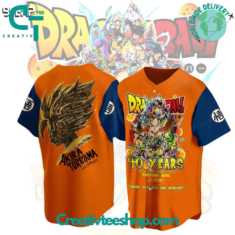 Dragon Ball 40 Years Thank You For The Memories Baseball Jersey