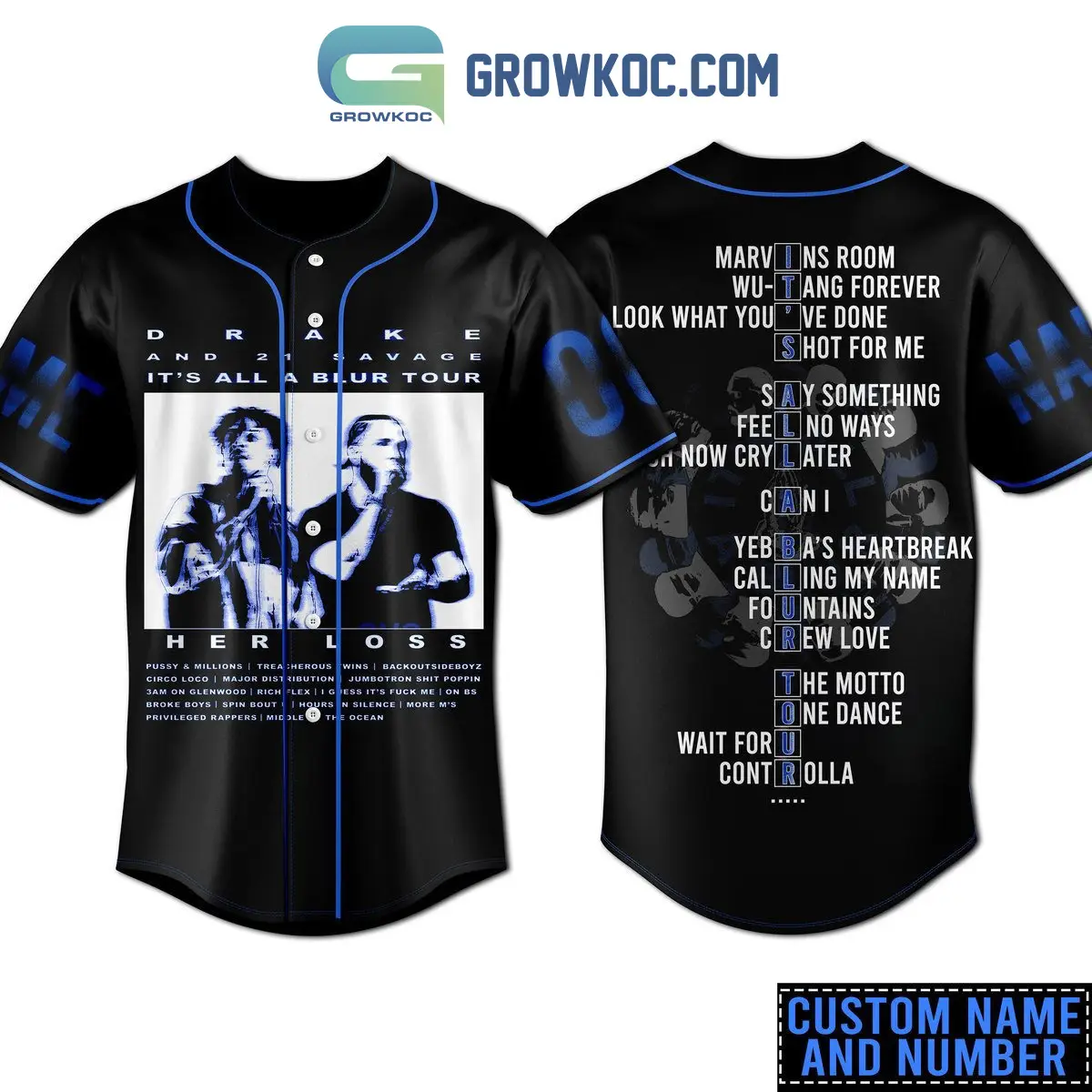 Drake And 21 Savage It's All A Blur Tour Her Loss Personalized Baseball Jersey