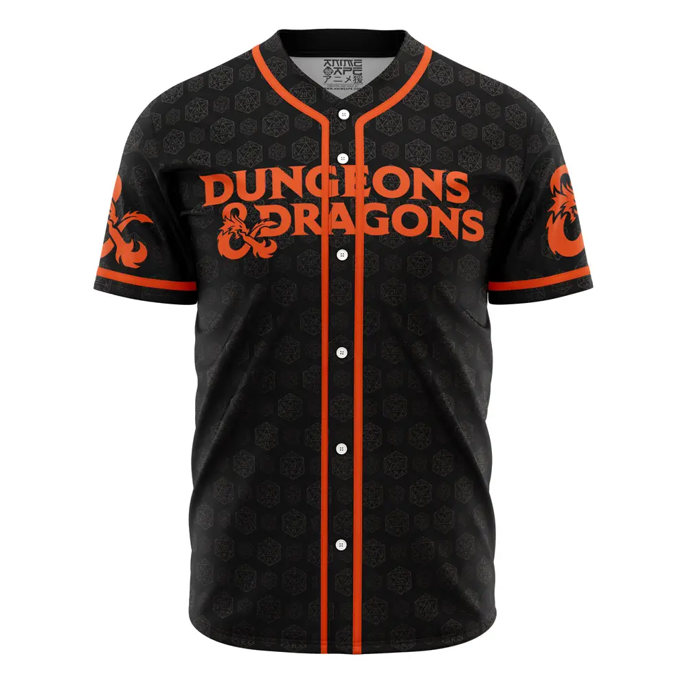 Dungeons & Dragons Baseball Jersey – Unique Geek Apparel For Gamers – Black & Orange Design