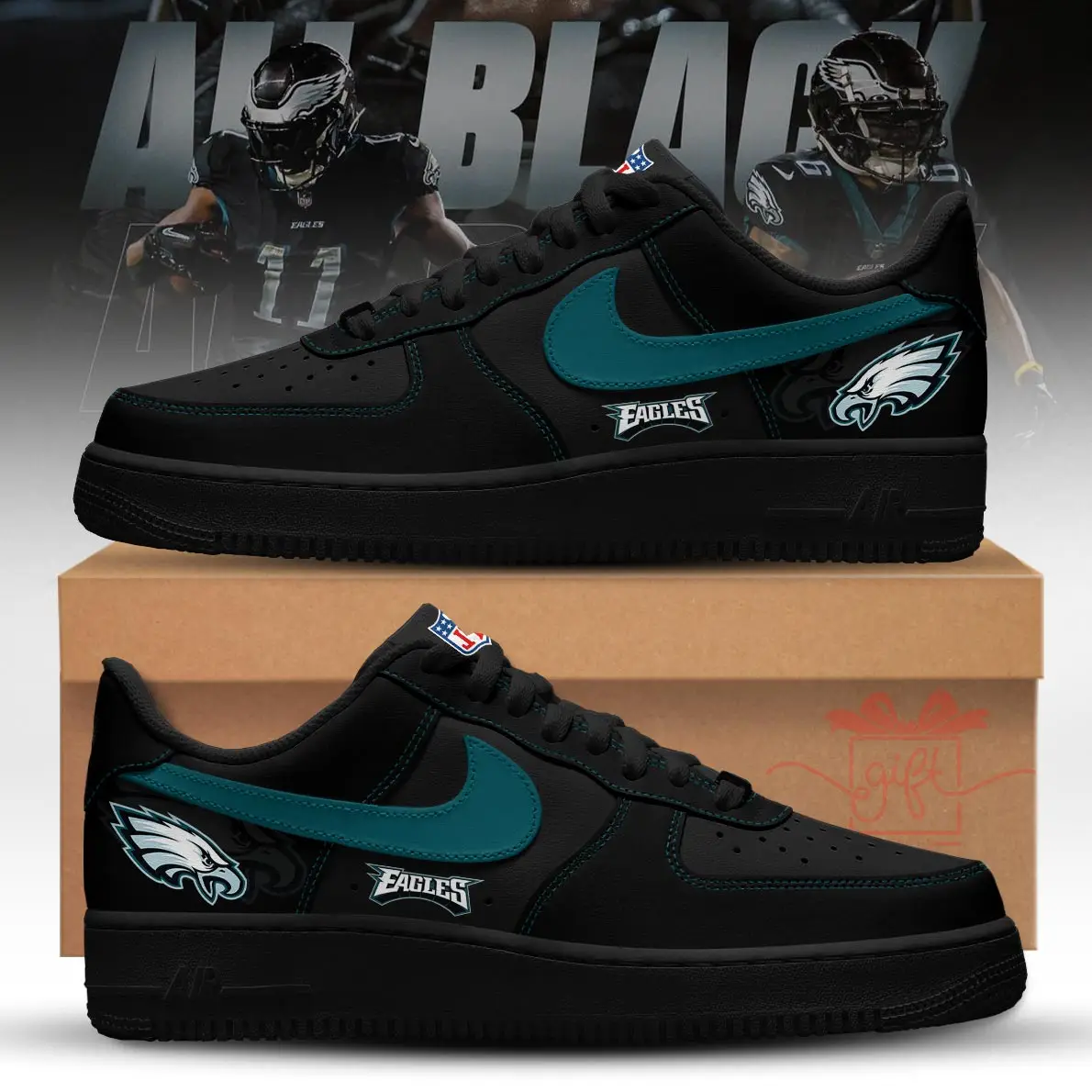 Eagles Blackout Edition Air Force 1 Shoes 2025 Eagles Blackout Edition Air Force 1 Shoes 2025 - Image 1