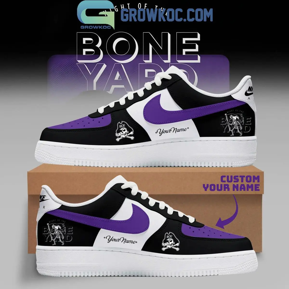 ECU Men's Basketball Bone Yard Night Air Force 1 Shoes