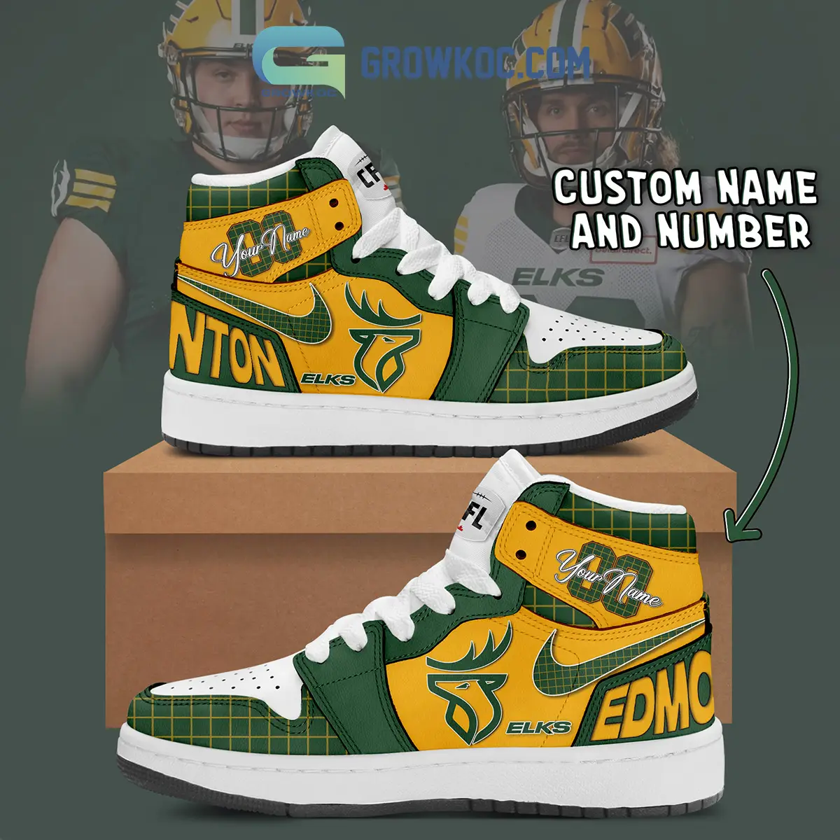 Edmonton Elks Personalized Air Jordan 1 Shoes