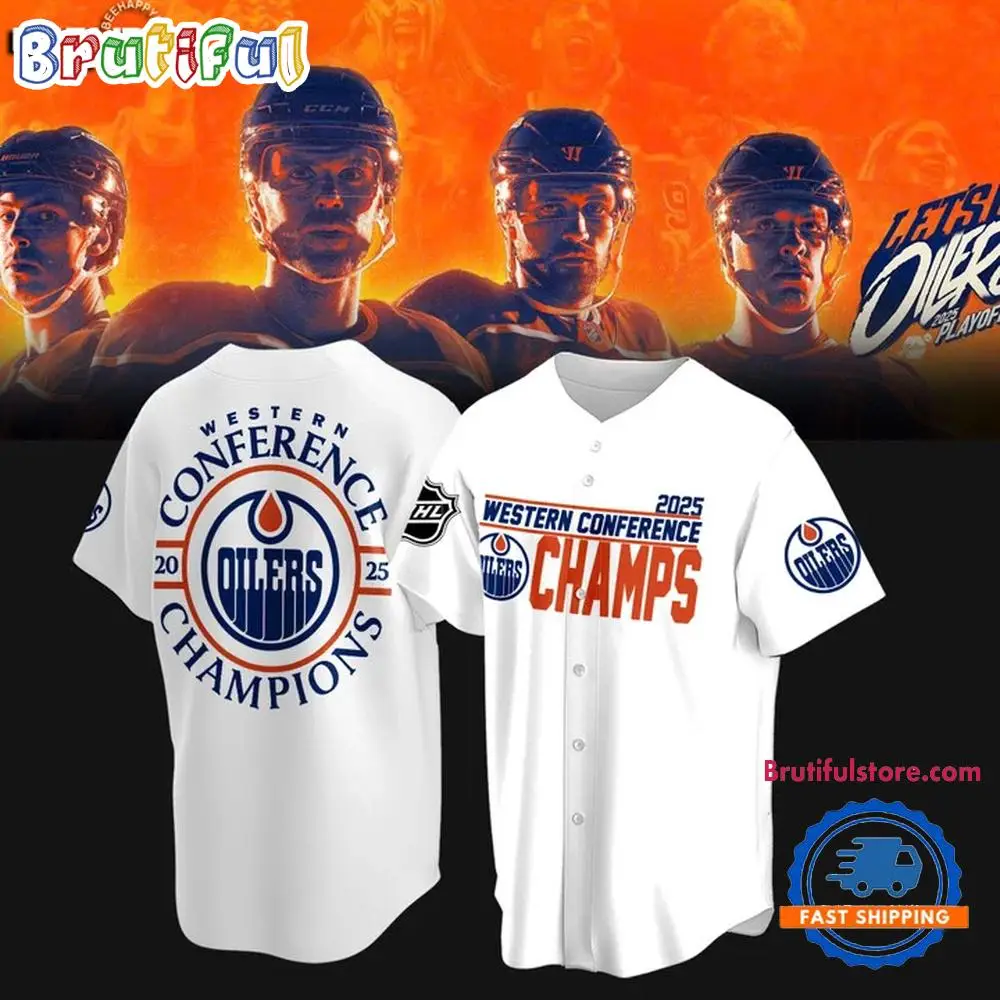 Edmonton Oilers 2025 Western Conference Champions Baseball Jersey