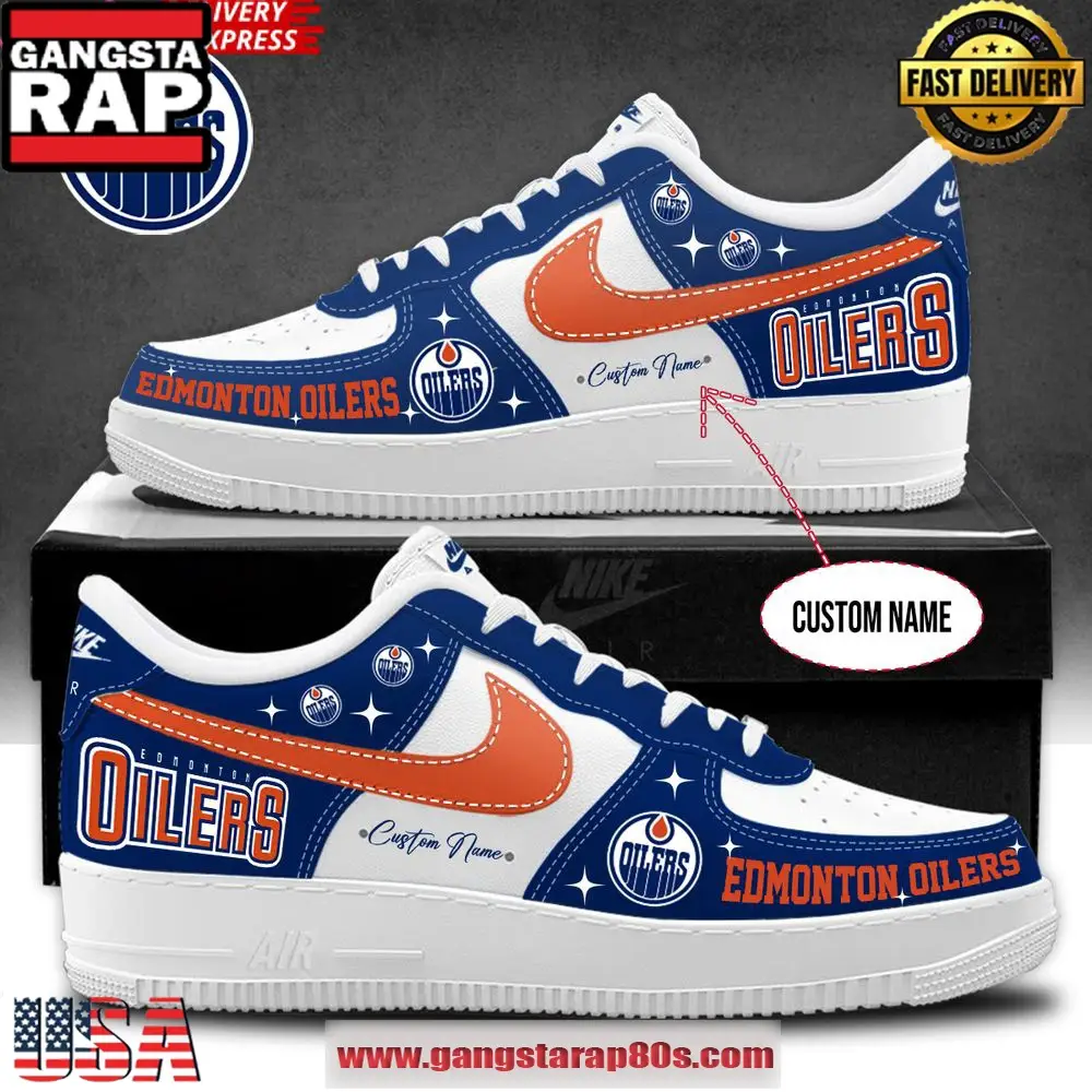 Edmonton Oilers Special Edition Air Force 1 Sneakers Shoes Edmonton Oilers Special Edition Air Force 1 Sneakers Shoes - Image 1