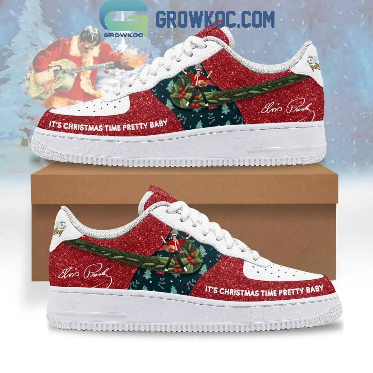 Elvis Presley It's Christmas Time Pretty Baby Air Force 1 Shoes Elvis Presley It's Christmas Time Pretty Baby Air Force 1 Shoes - Image 1