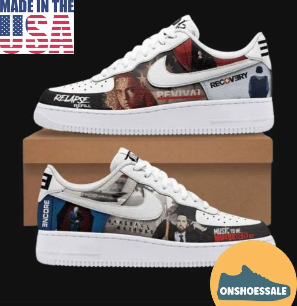 Eminem Album Nike Air Force 1 Shoes, Rap Inspired Streetwear Sneakers - Best Gift Shoes