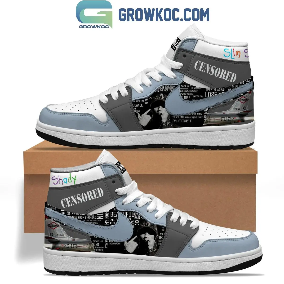 Eminem Censored The Death Of Slim Shady Air Jordan 1 Shoes Eminem Censored The Death Of Slim Shady Air Jordan 1 Shoes - Image 1