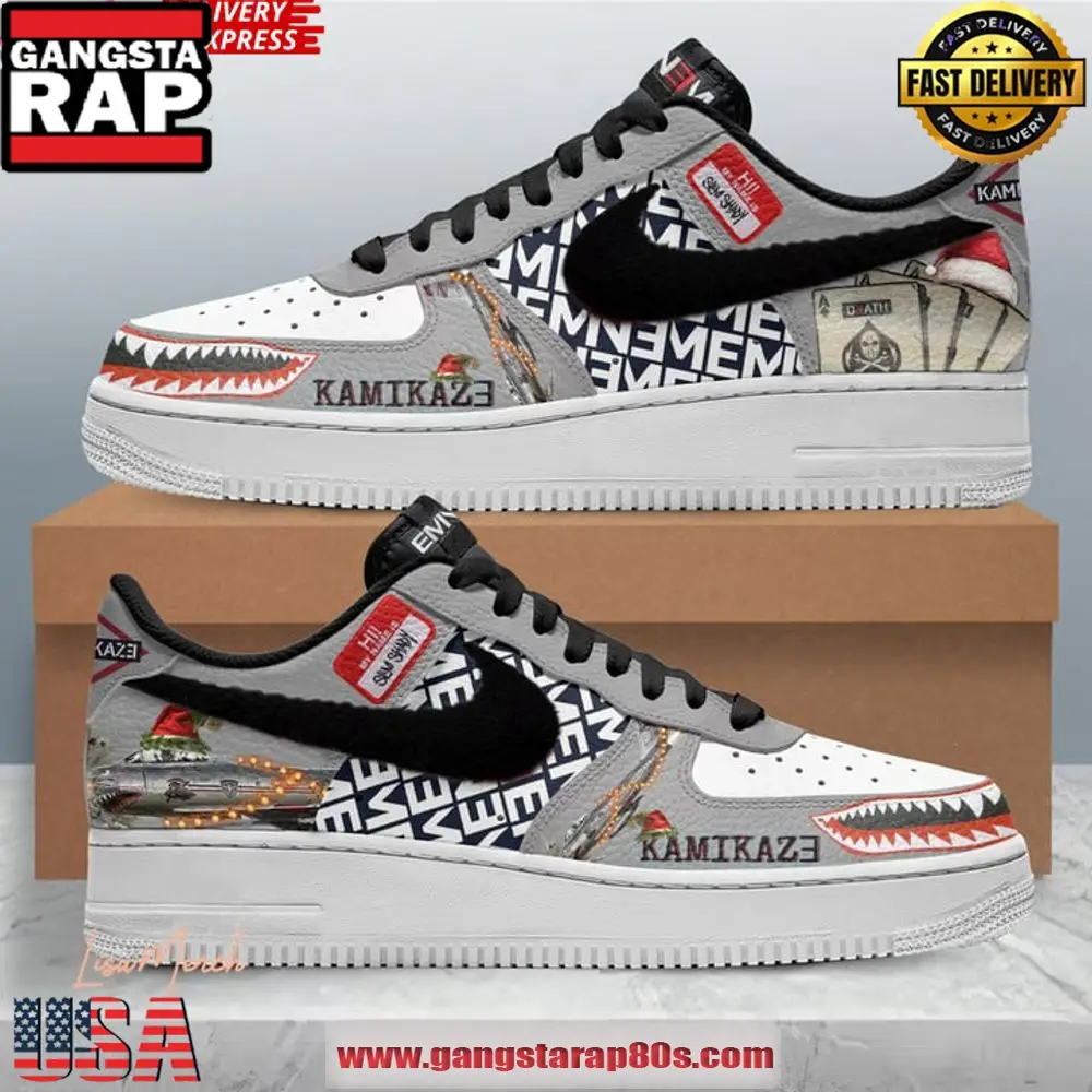 Eminem Kamikaze Christmas Limited Edition Air Force 1 Sneakers Shoes Eminem Kamikaze Christmas Limited Edition Air Force 1 Sneakers Shoes - Image 1