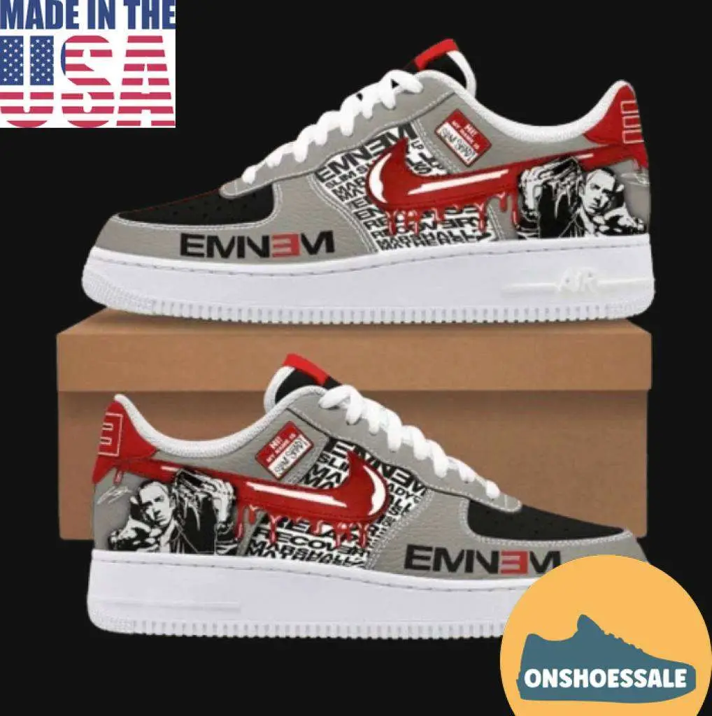 Eminem Nike Air Force 1 Shoes, Rap Inspired Streetwear Sneakers - Best Gift Shoes