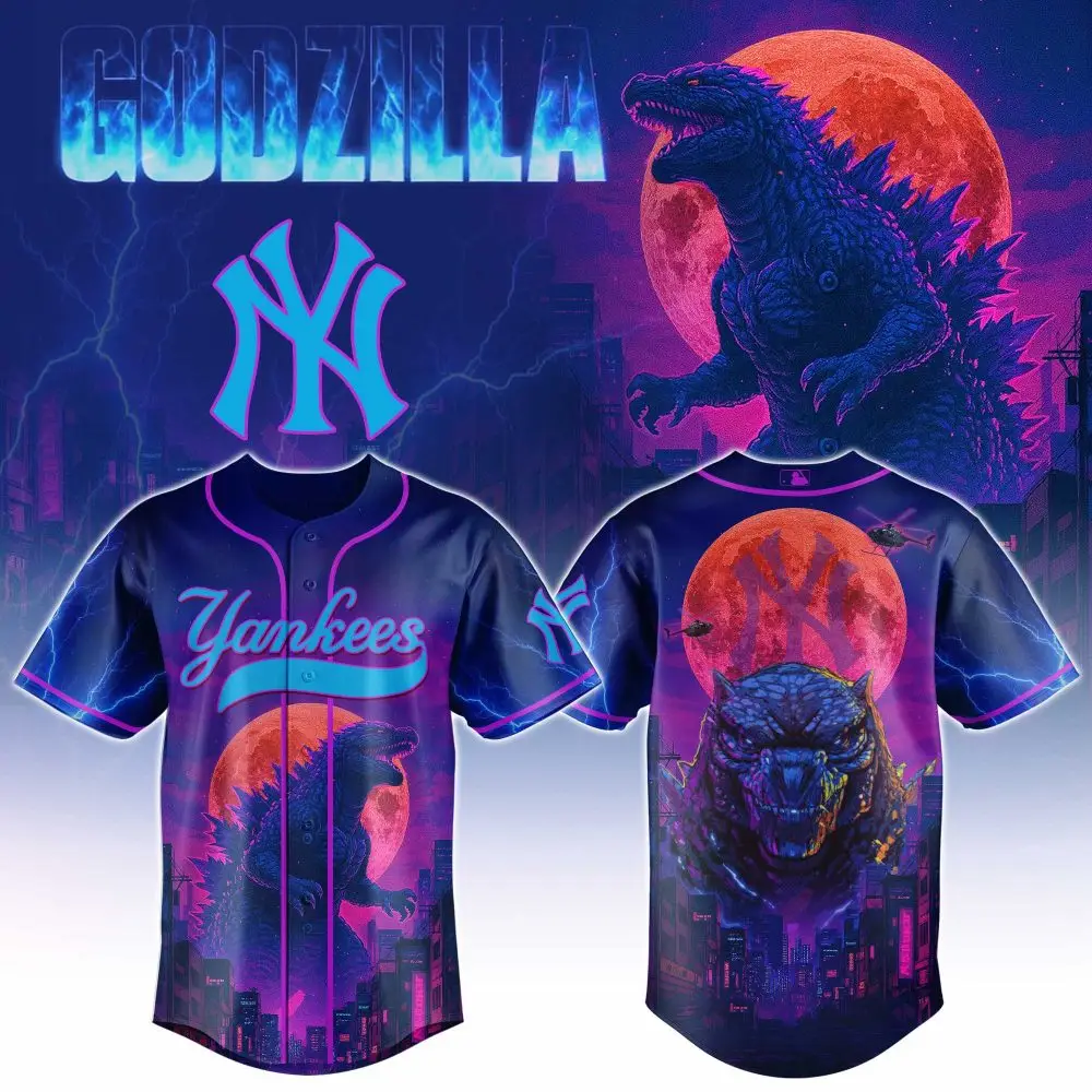 Epic Godzilla Yankees Jersey – Limited Edition Neon Moon Design