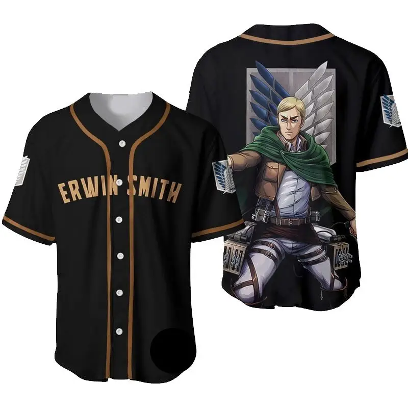 Erwin Smith Anime Baseball Jersey - Attack On Titan Themed Shirt For Fans