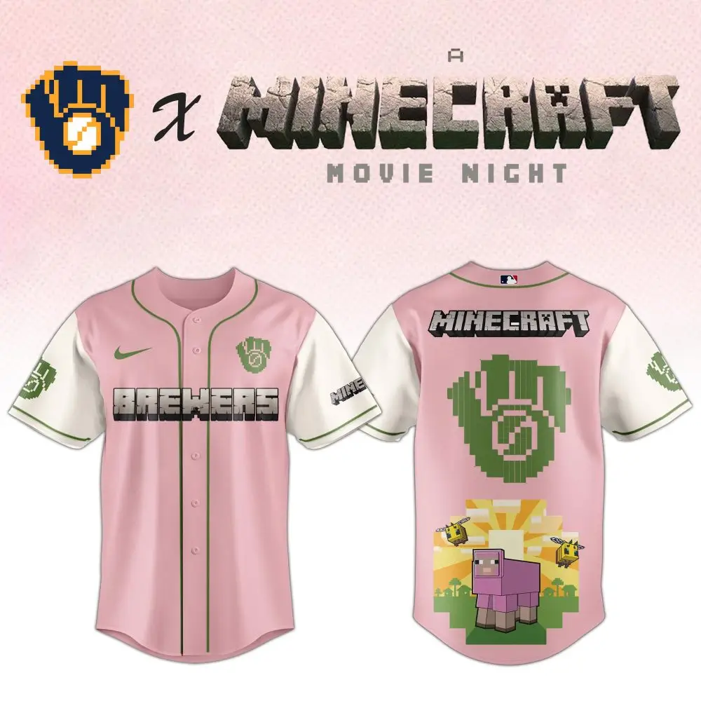 Exclusive Brewers X Minecraft Pink Jersey - Limited Edition Movie Night Gear