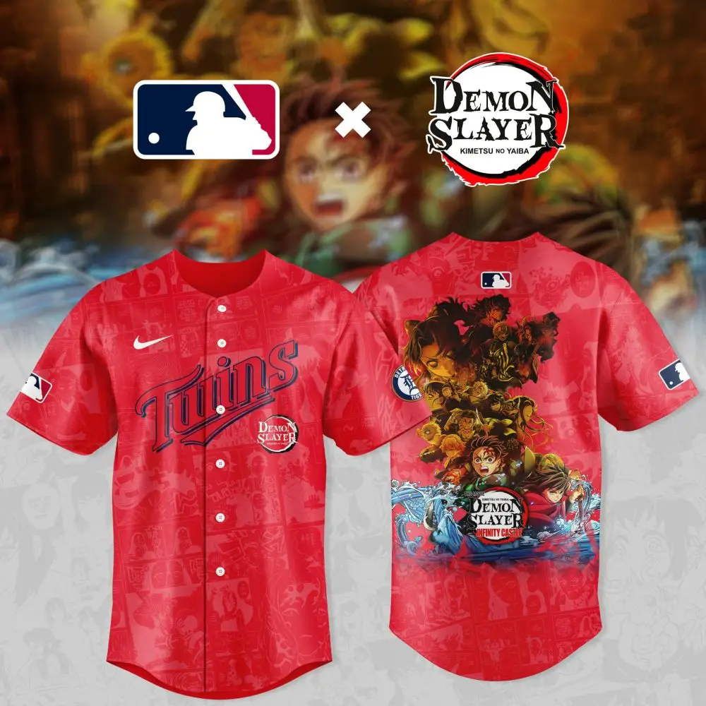 Exclusive Mlb X Demon Slayer Red Jersey - Limited Edition Anime Sportswear