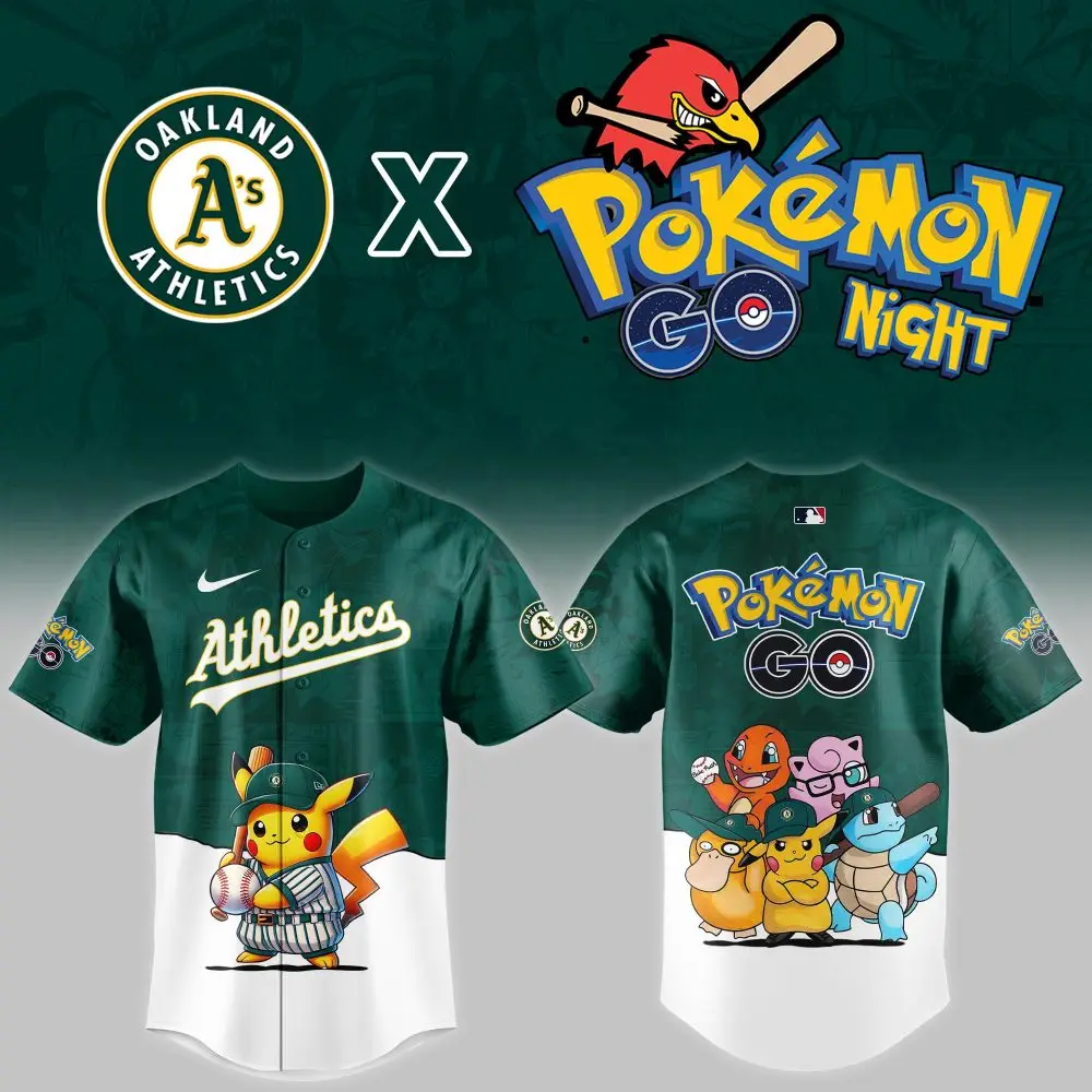 Exclusive Oakland A'S X Pokémon Go Night Jersey – Limited Edition Fan Gear! Exclusive Oakland A'S X Pokémon Go Night Jersey – Limited Edition Fan Gear! - Image 1