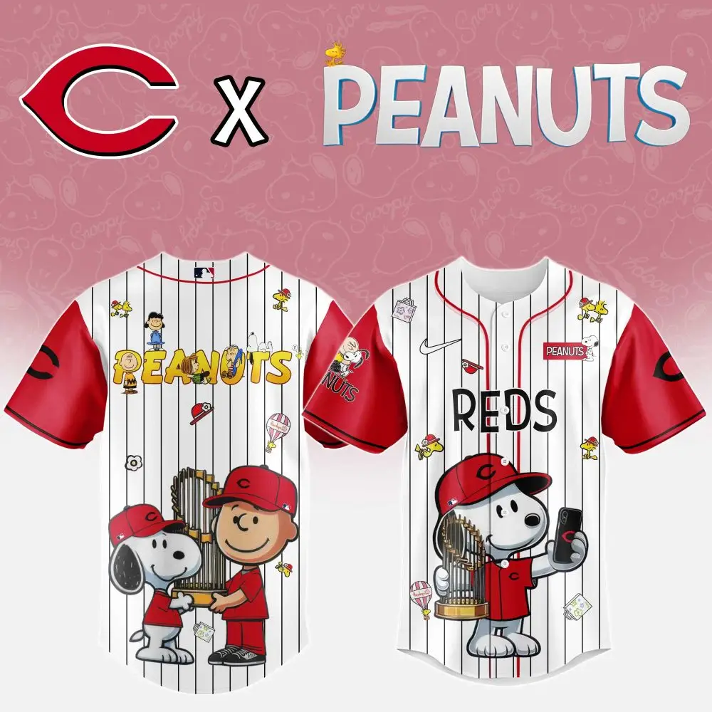 Exclusive Peanuts X Reds Baseball Jersey - Iconic Snoopy & Charlie Design