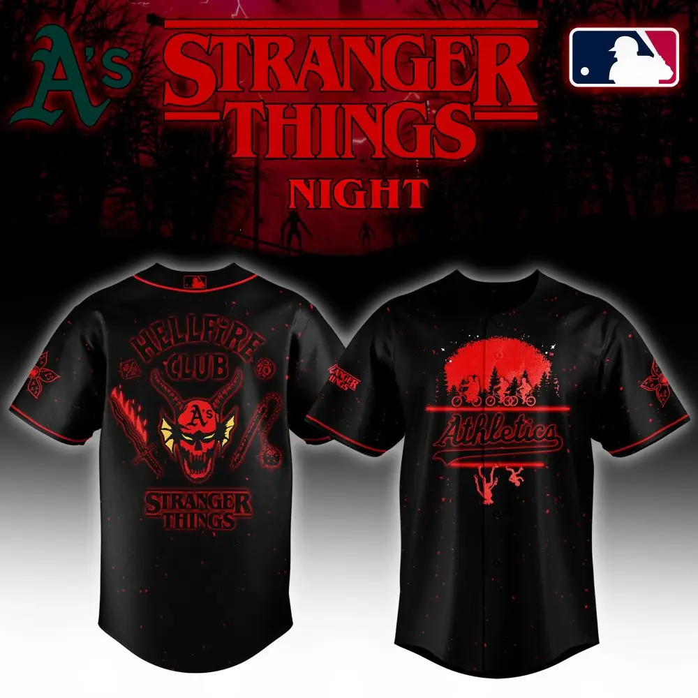 Exclusive Stranger Things Night Baseball Jersey - Hellfire Club Athletics Edition
