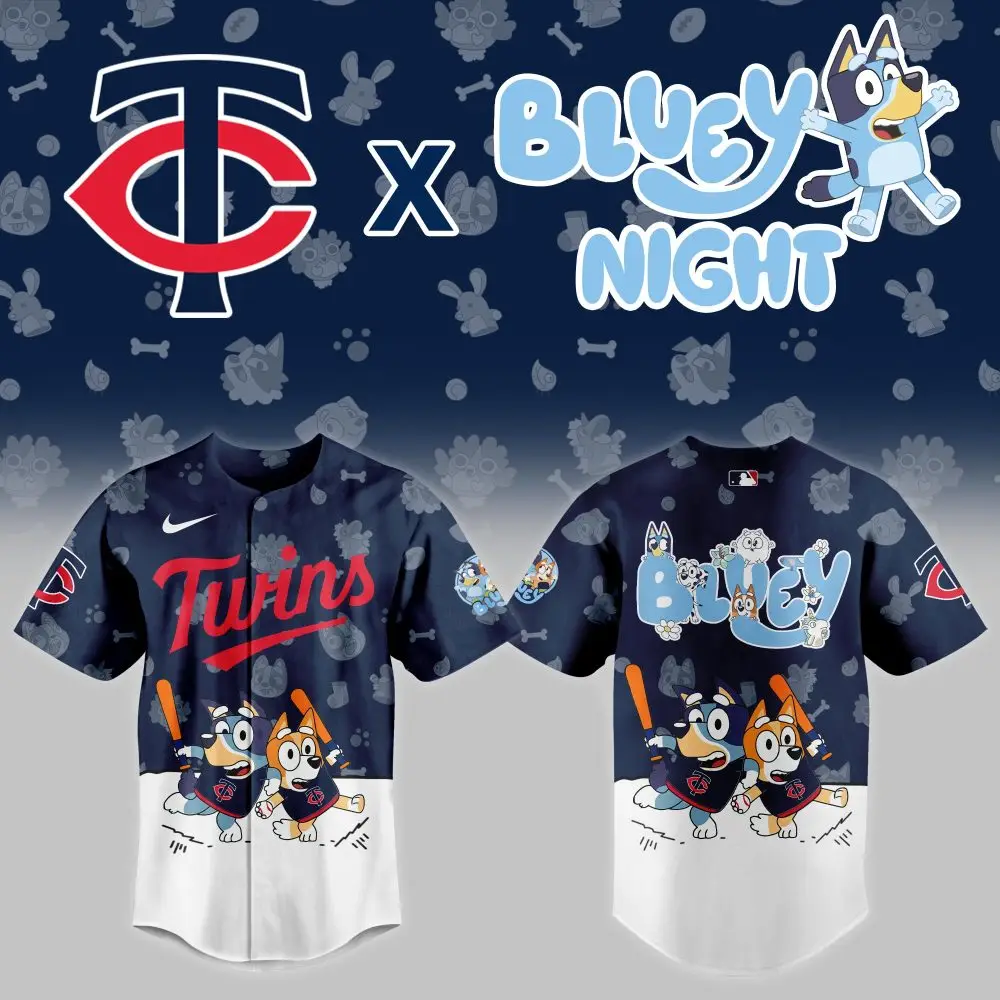 Exclusive Twins X Bluey Night Jersey – Limited Edition Mlb Fan Apparel Exclusive Twins X Bluey Night Jersey – Limited Edition Mlb Fan Apparel - Image 1