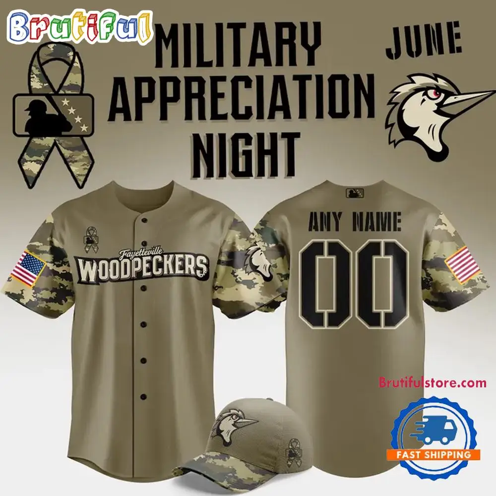 Fayetteville Woodpeckers Military Appreciation Night 2025 Custom Baseball Jersey