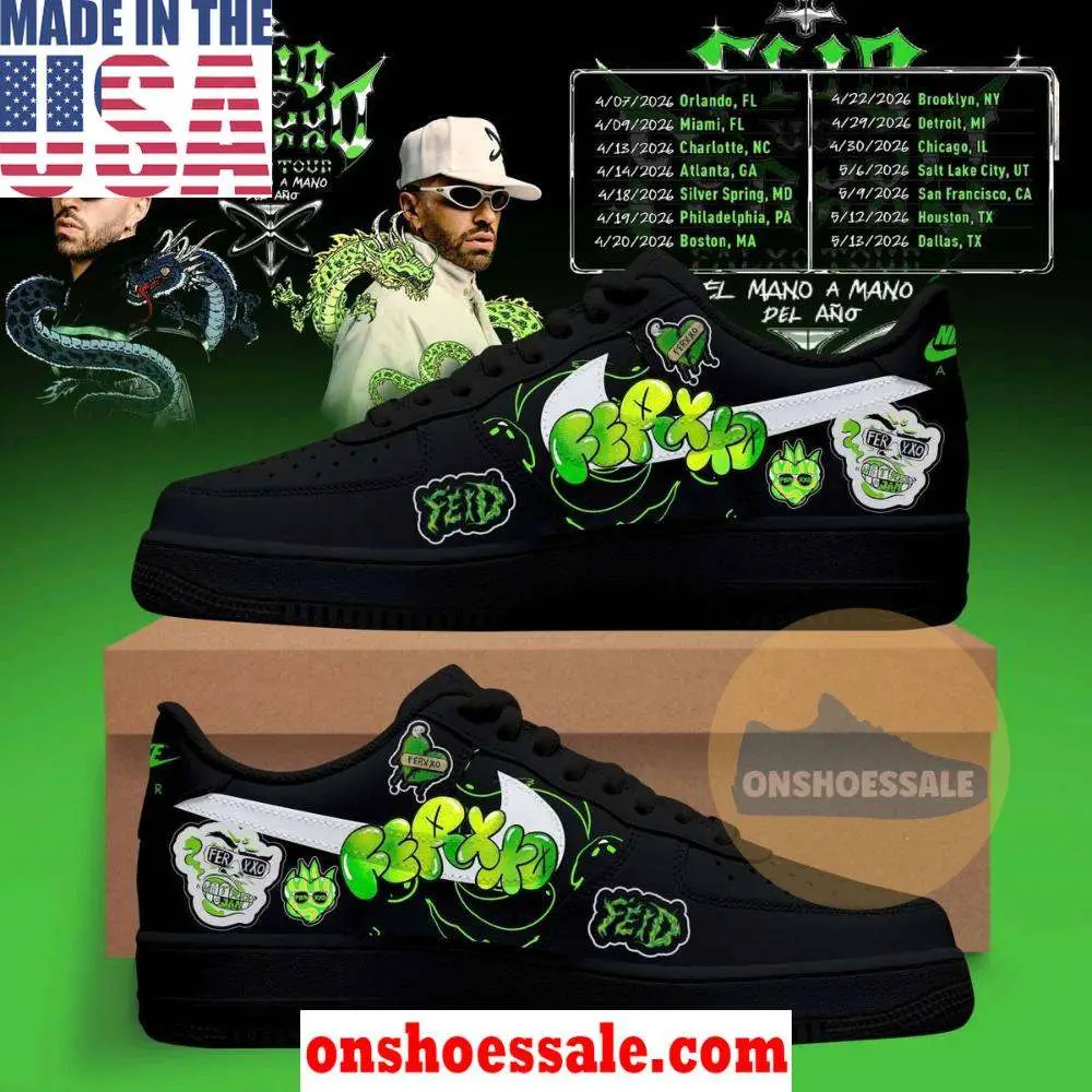 Feid vs Ferxxo Falxo Tour 2026 America Black Air Force 1 Shoes, Gift For Fans - Best Gift Shoes