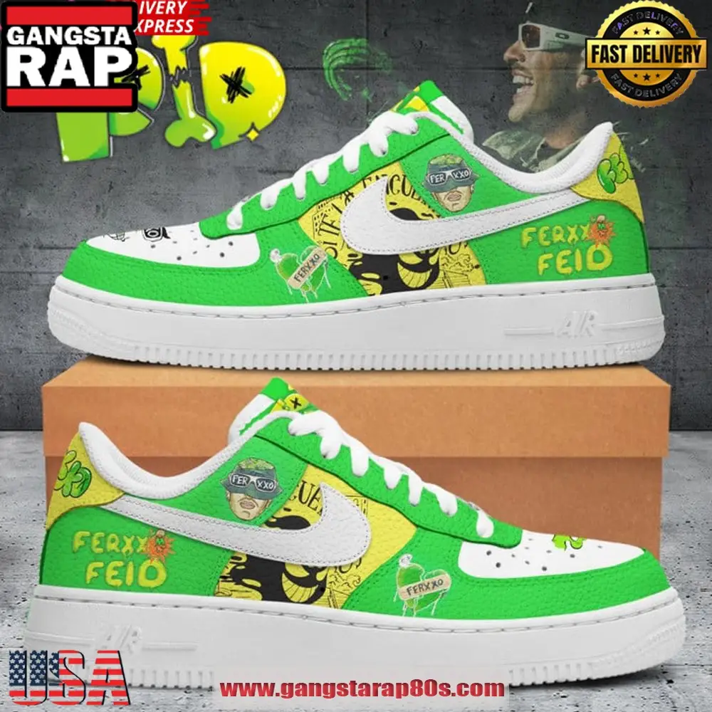 Ferxxo Feid Collab Nike Special Edition Air Force 1 Sneakers Shoes Ferxxo Feid Collab Nike Special Edition Air Force 1 Sneakers Shoes - Image 1